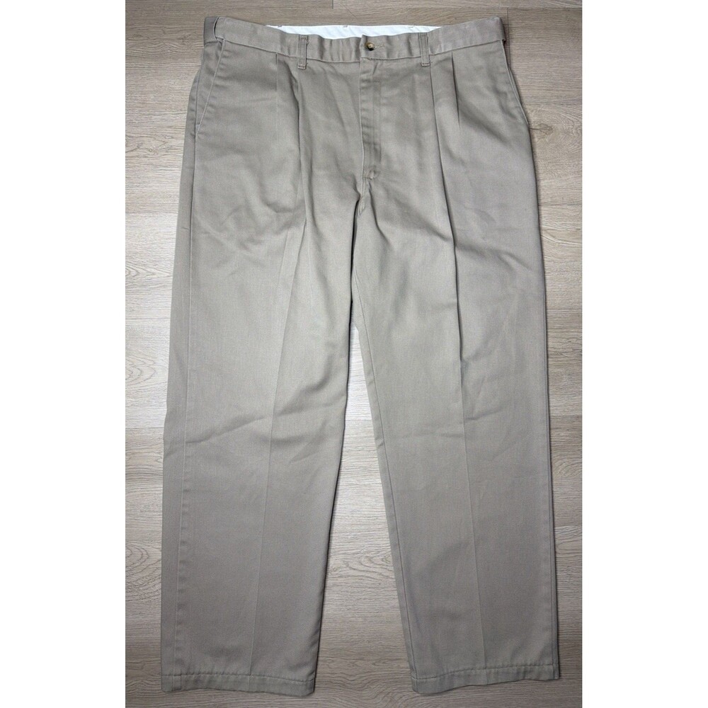 Timber Creek by Wrangler Mens 40x32 Khaki Pleated Front Chino Pants Cotton Tan